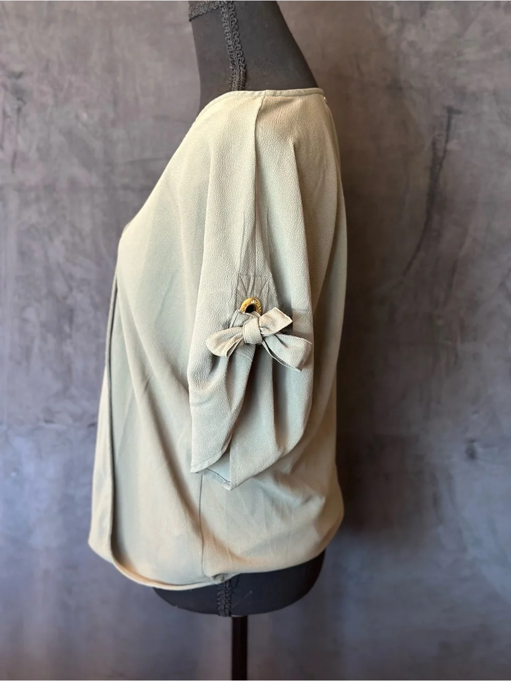 Michael Kors Sage Green Draped V-Neck Blouse